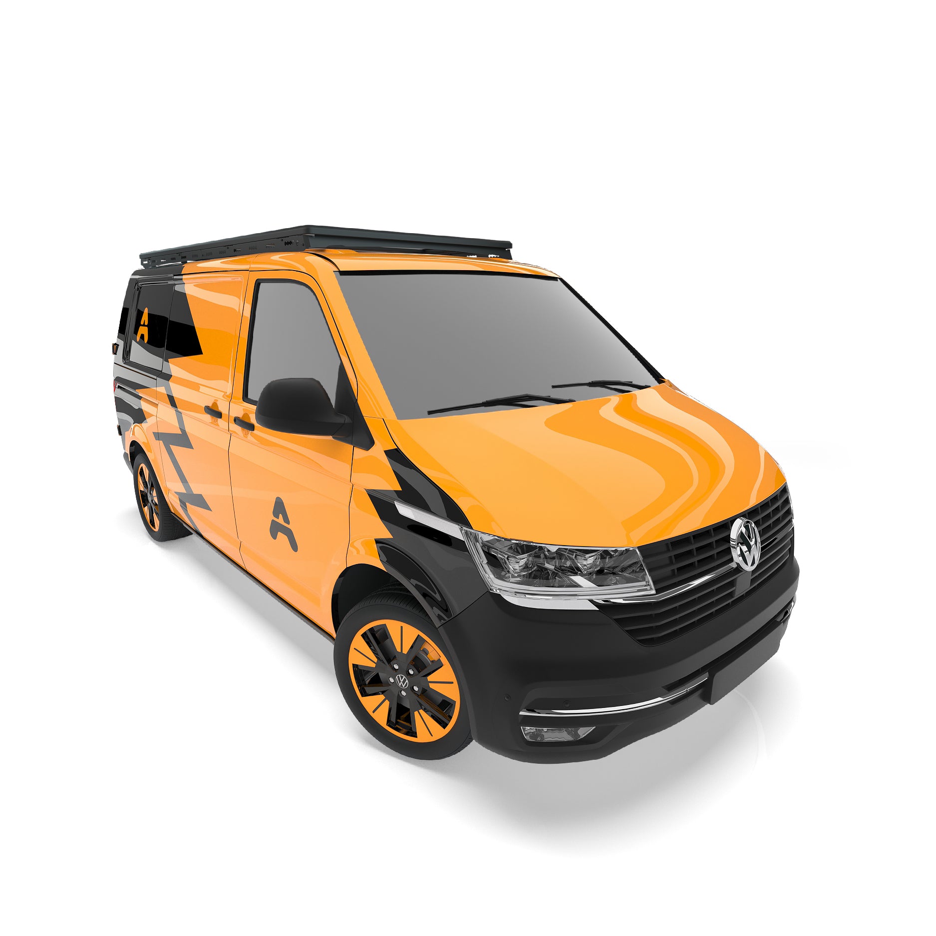 Nahaufnahme der seitlichen Airholder‑Schiene auf weißem Transporter, Schraube wird angezogen.