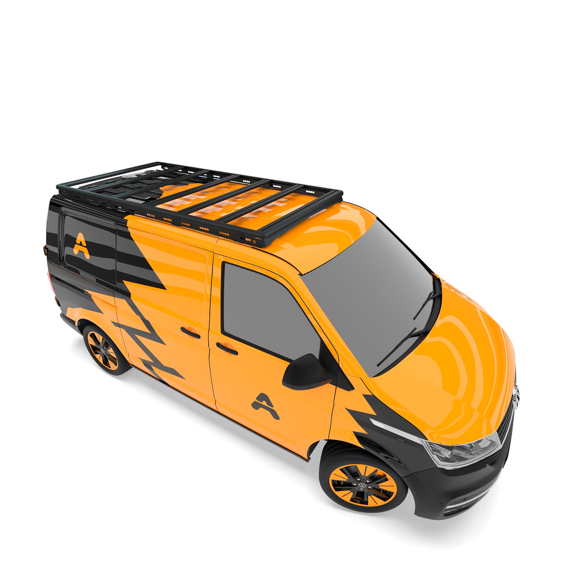 Aufnahme entlang des Dachs von hinten nach vorn, flaches Profil und parallele Querstreben.