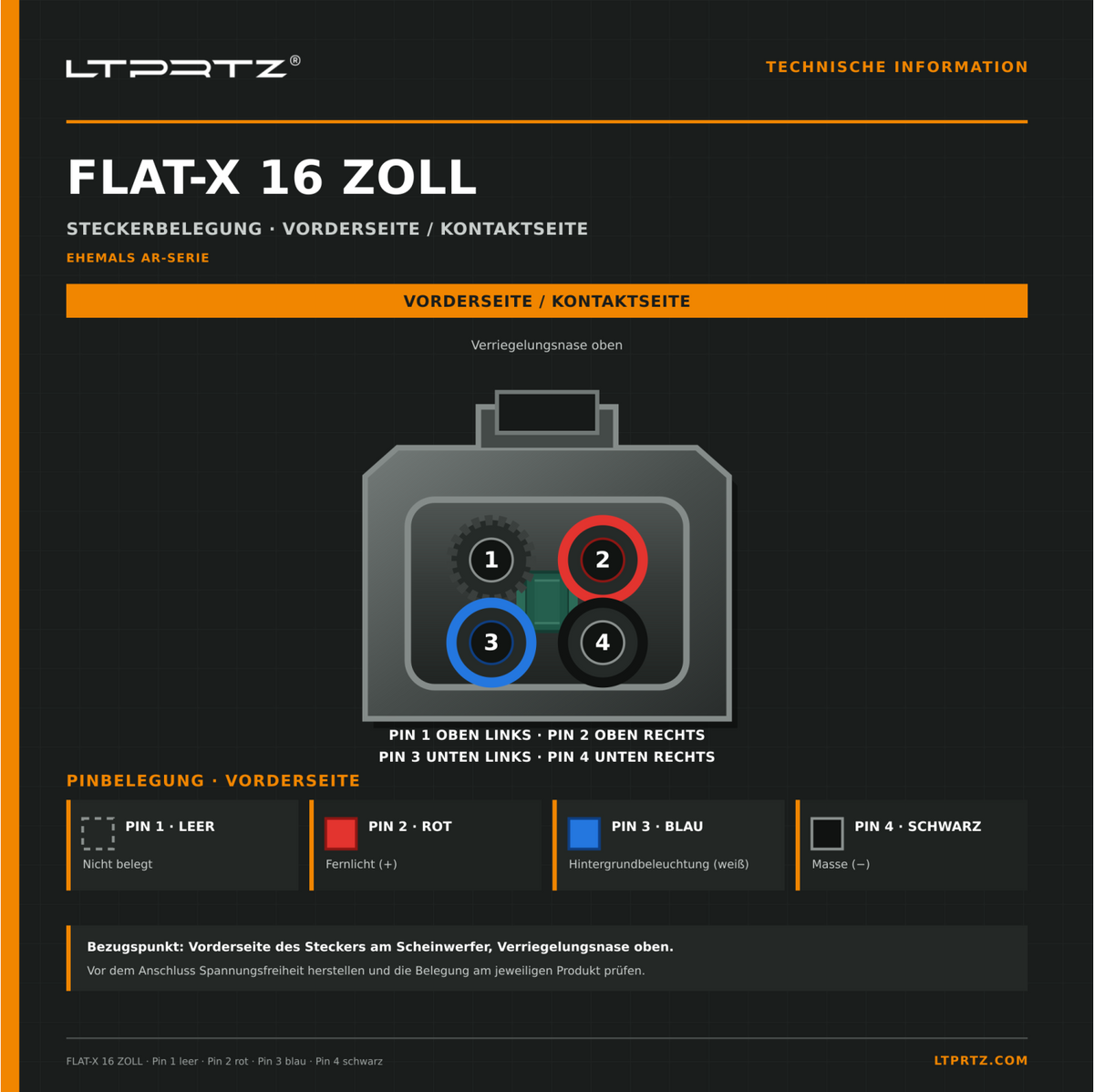 LTPRTZ Flat-X 16 Zoll Steckerbelegung und Anschlussinformationen