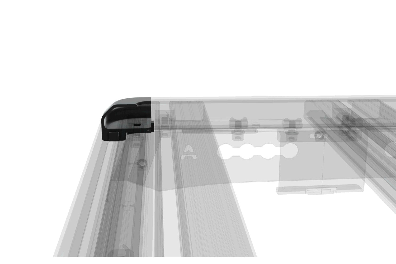 Seiten-S-Profil und Aluminium-Eckwinkel von Airholder: versteckte Hohlräume für saubere Kabelführung und einen cleanen Look