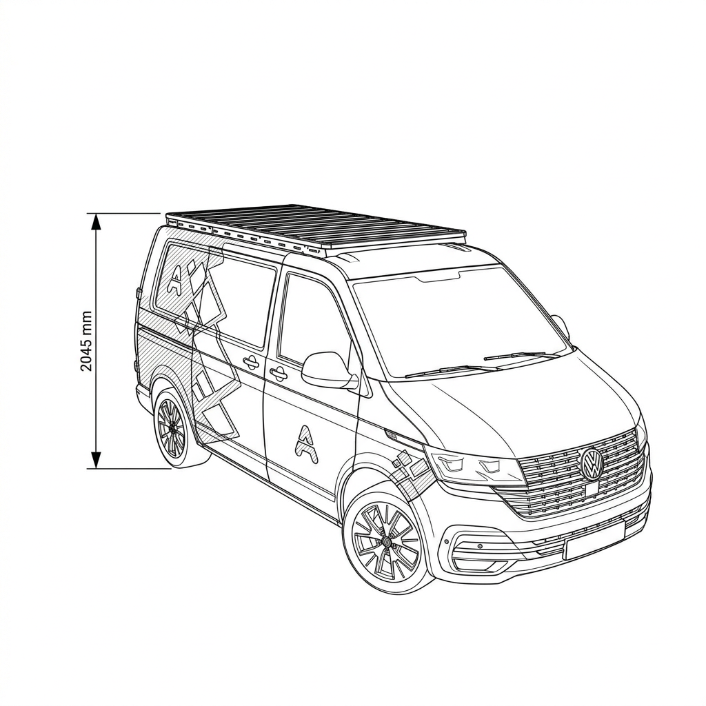 Roof rack for Volkswagen Transporter T5 T6 T6.1 short wheelbase SWB
