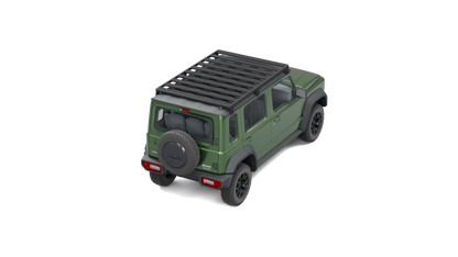 Airholder Dachträger auf Suzuki Jimny 5-Türer, 10 Querprofile, schräg von hinten, Fahrerseite