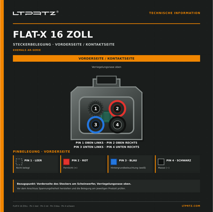 LTPRTZ Flat-X 16 Zoll Steckerbelegung und Anschlussinformationen