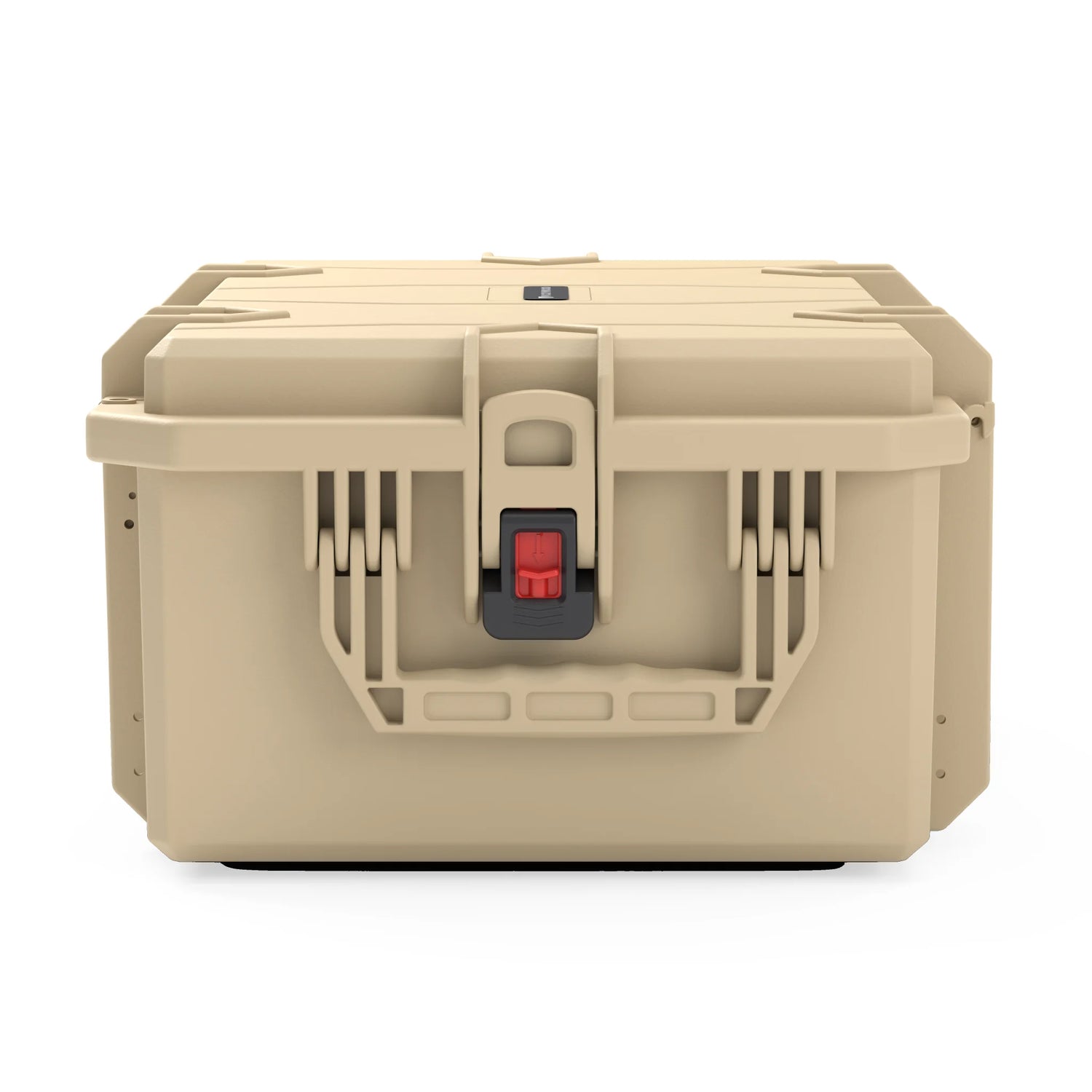 VICKYWOOD Transportbox FORT PLUS in Braun, Seitenansicht geschlossen mit seitlichem Verschluss und Stapelrippen