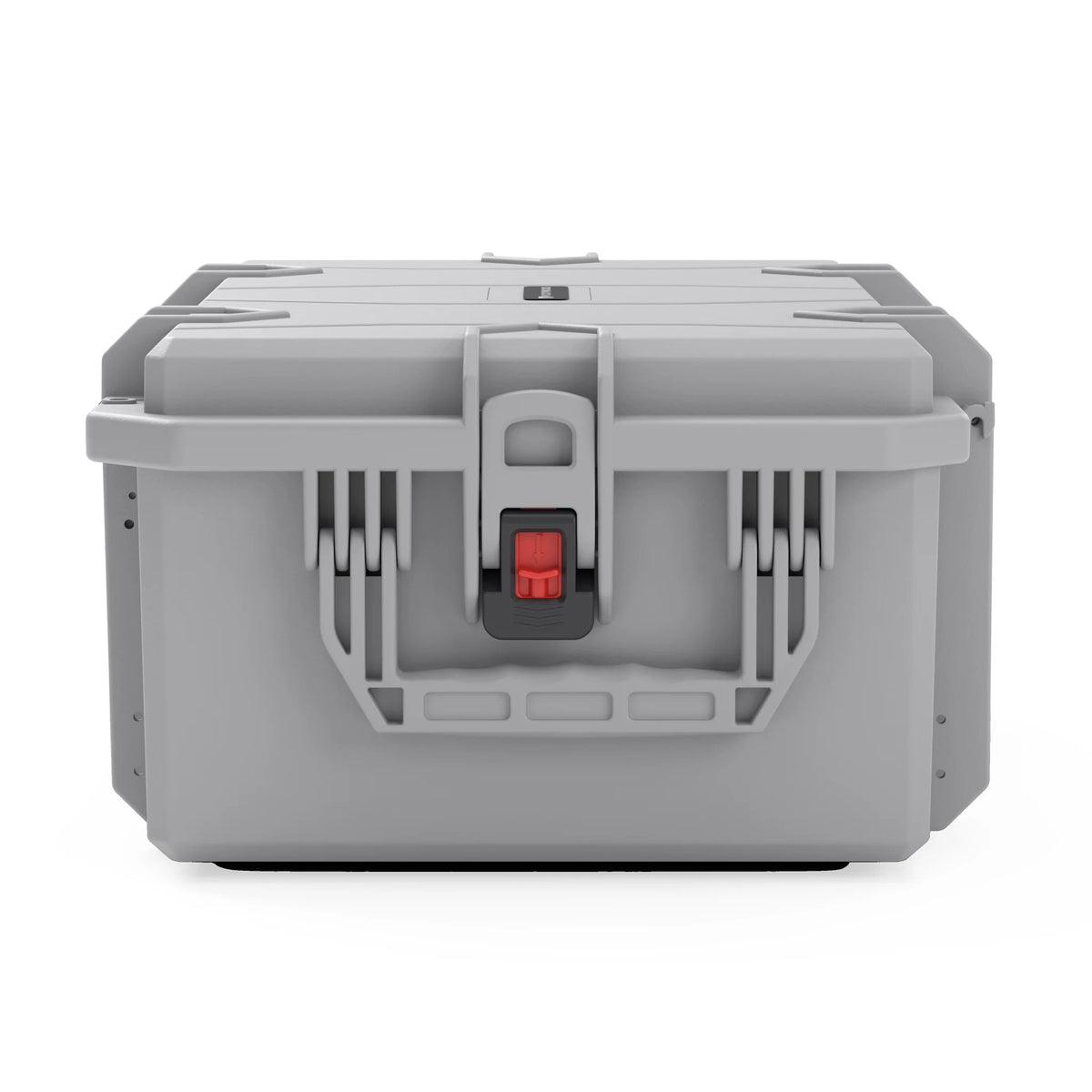 VICKYWOOD Transportbox FORT PLUS in Grau, Seitenansicht geschlossen mit seitlichem Verschluss und Stapelrippen